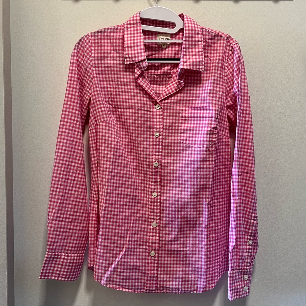 ❌ SOLD J Crew The Perfect Shirt - Pink Gingham